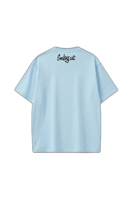 Smiling Cat- I Can See Through Your Bullshit Tshirt(Light Blue)