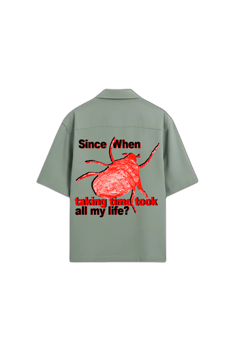 Smiling Cat- Since When Taking Time Took All My Life Bowling Shirt (Sage Green)