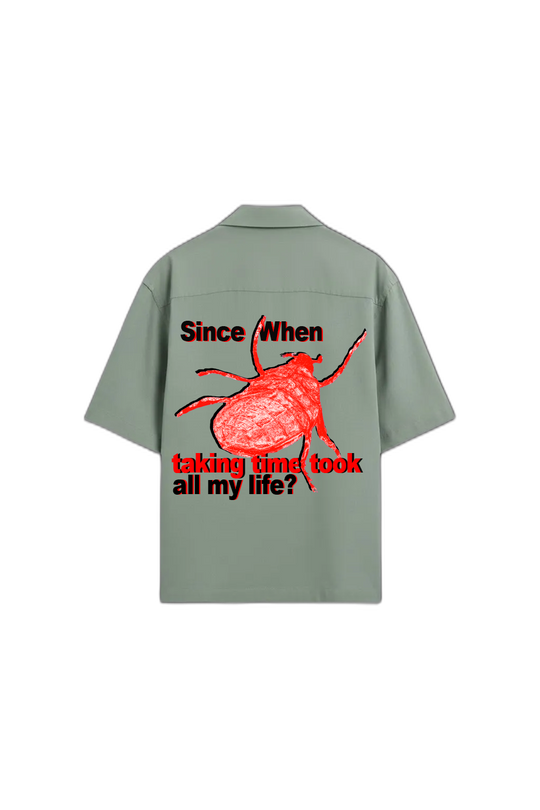 Smiling Cat- Since When Taking Time Took All My Life Bowling Shirt (Sage Green)
