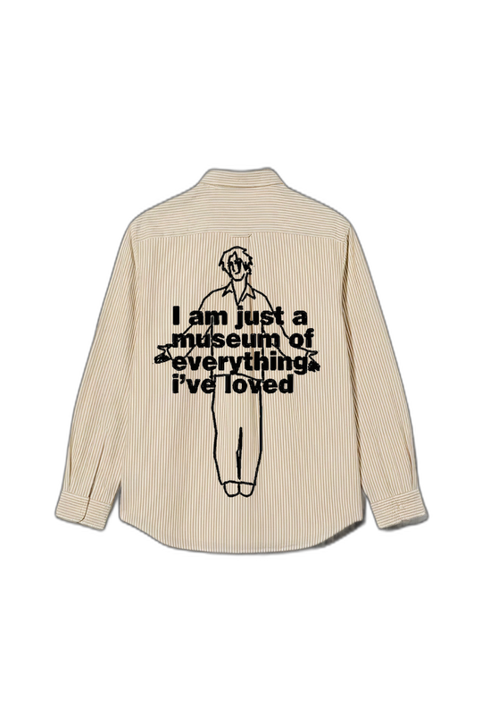 Smiling Cat- I Am Just a Museum Striped Shirt