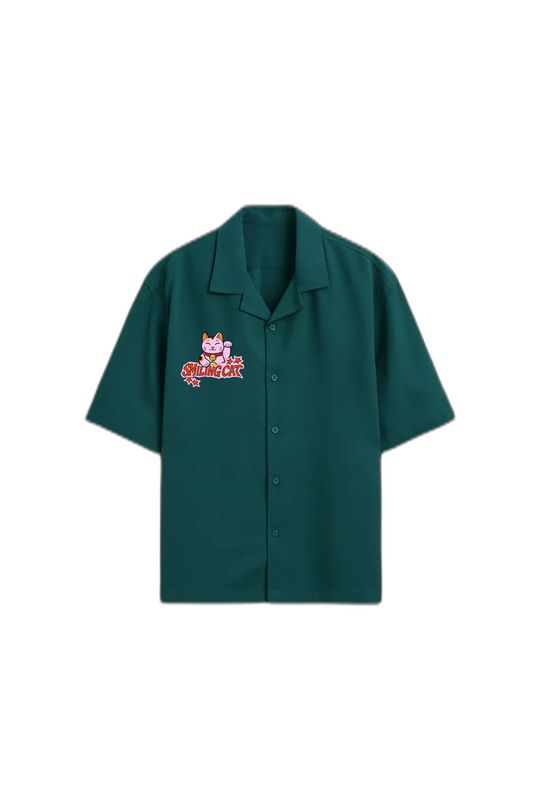 Smiling Cat- I Am an Artist I Dont Need to Make Sense Bowling Shirt (Teal)