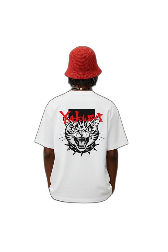 Yakuza Cat White Oversized T-Shirt