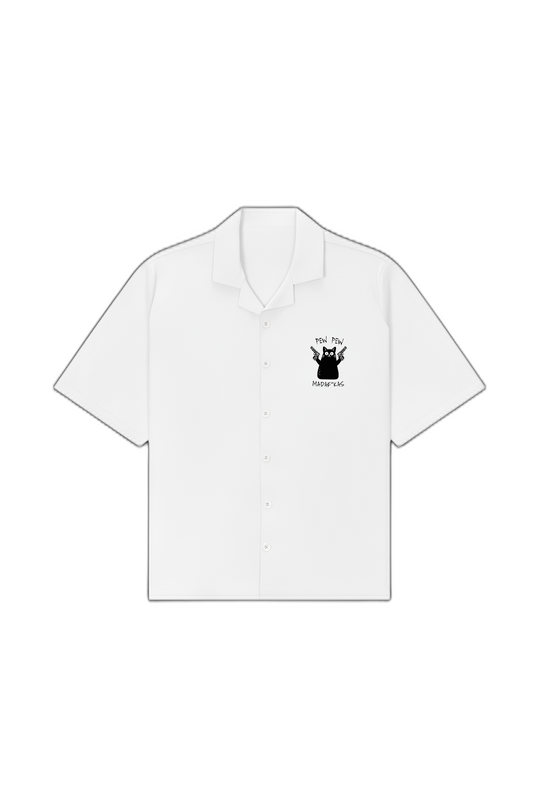 Pew Pew White Bowling Shirt