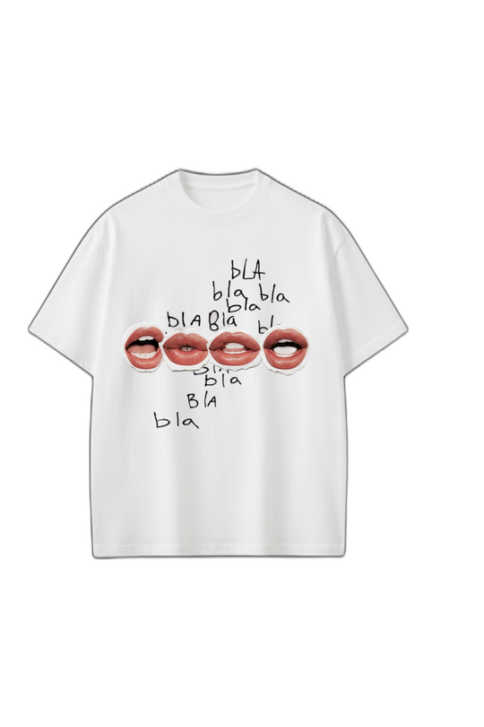 Smiling Cat- Bla Bla Tshirt(White)