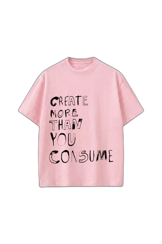 Smiling Cat-Create More Than U Consume Tshirt(Pink)