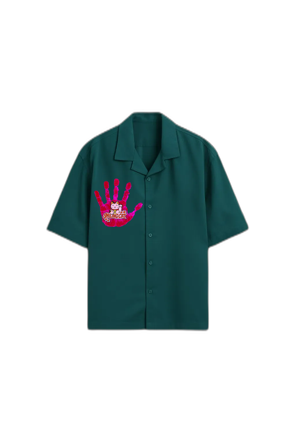 Smiling Cat-You Can_t Stop Me Bowling Shirt (Teel)