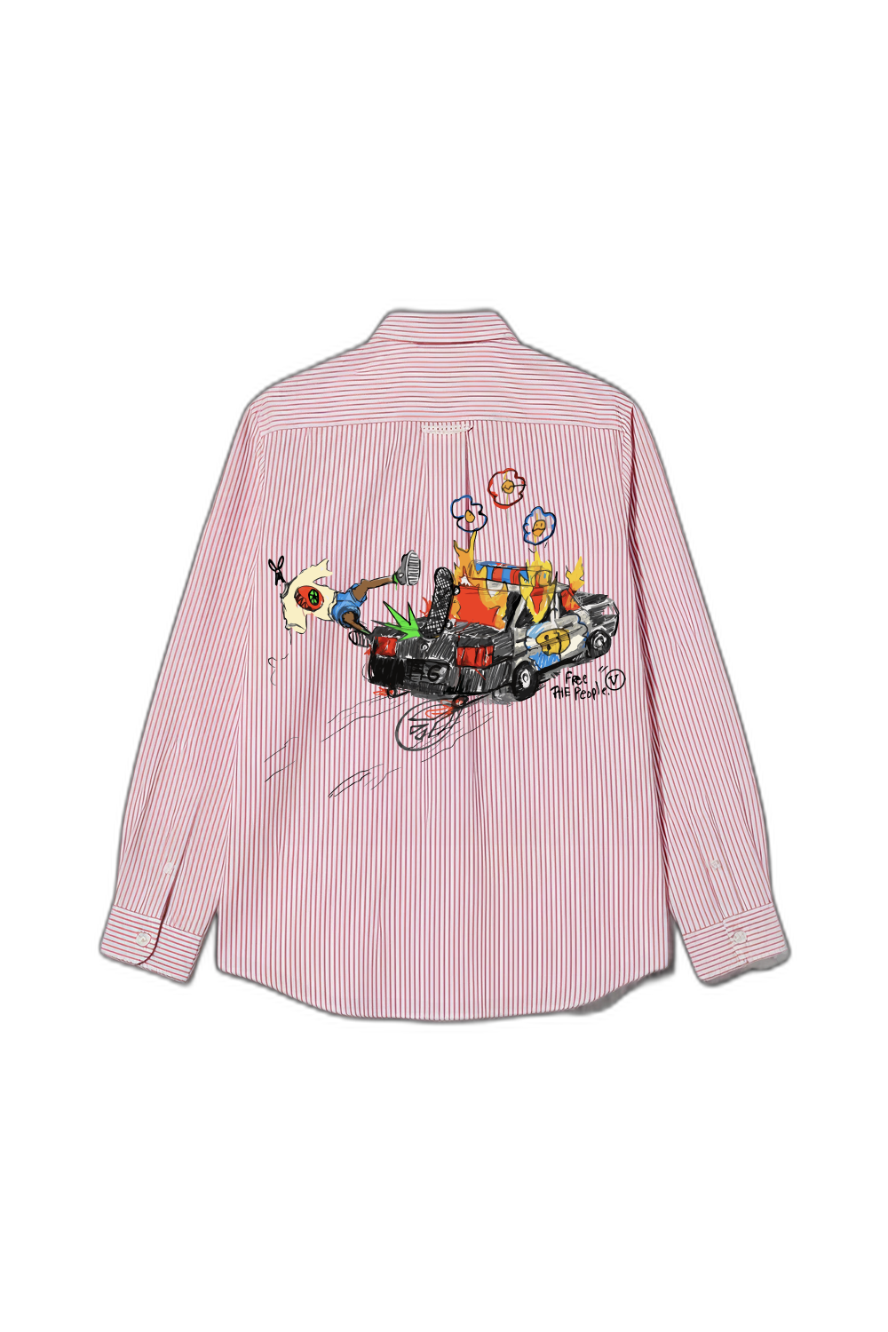 Smiling Cat- Free the People Striped Shirt(Pink)