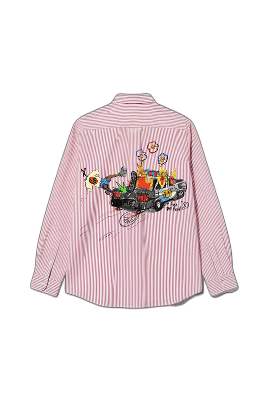 Smiling Cat- Free the People Striped Shirt(Pink)
