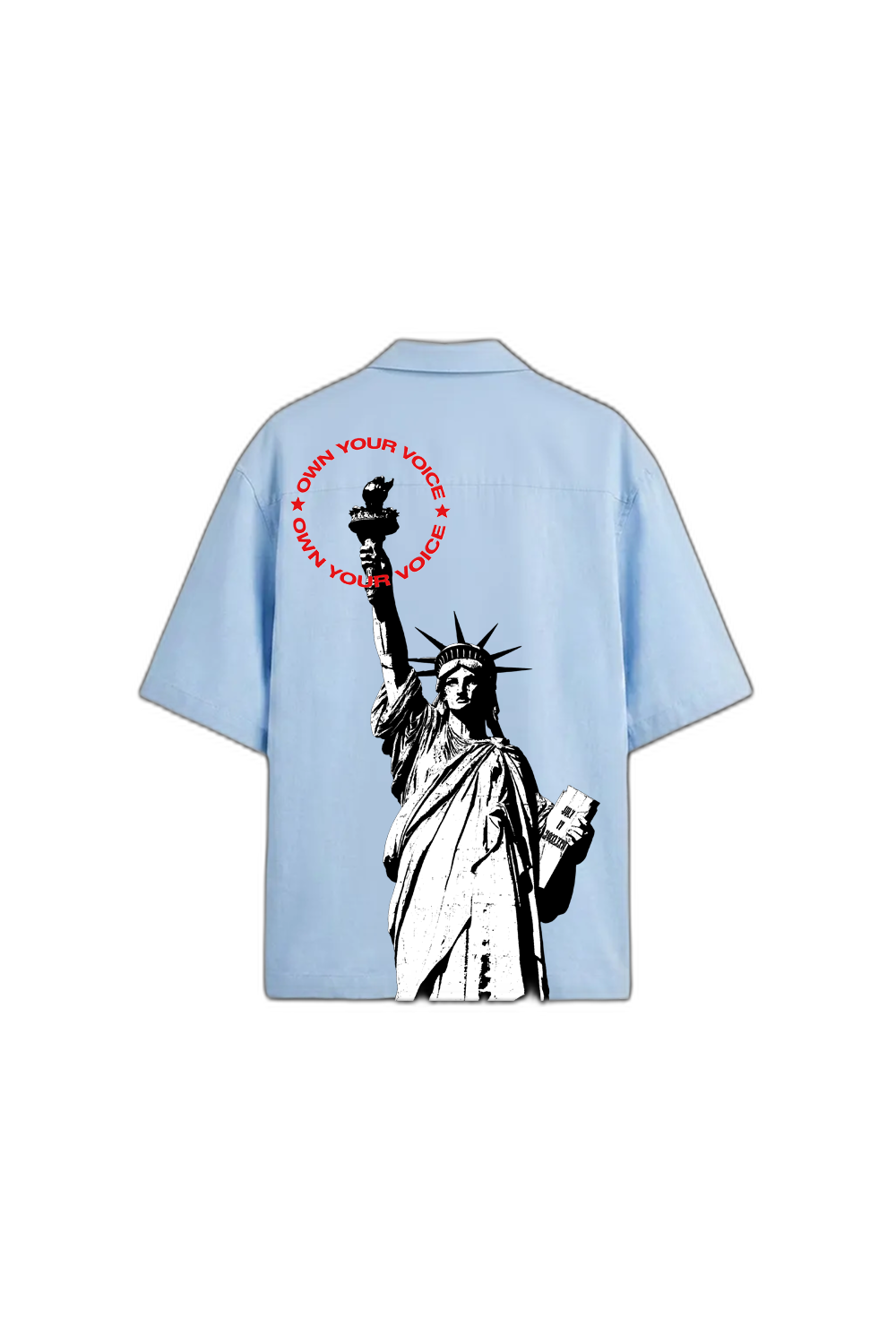 Smiling Cat- Statue of Smiling Cat Bowling Shirt(Light Blue)