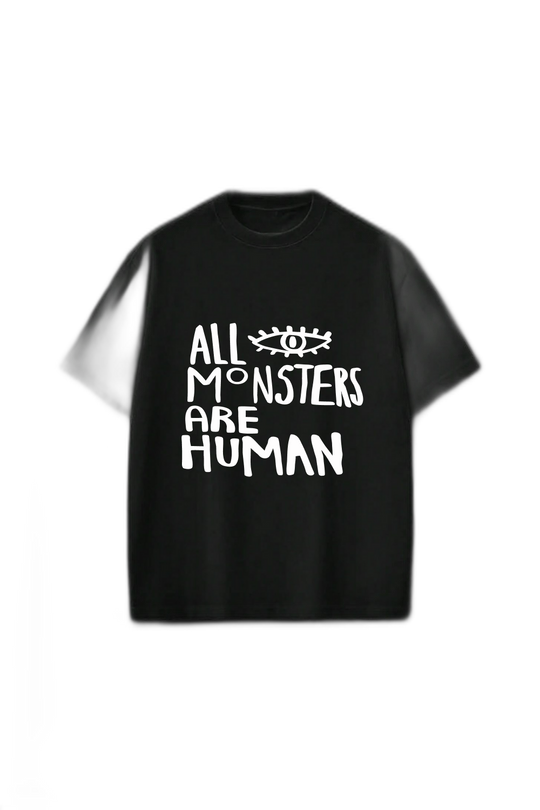 Smiling Cat- All Monsters Are Human Tshirt(Black)