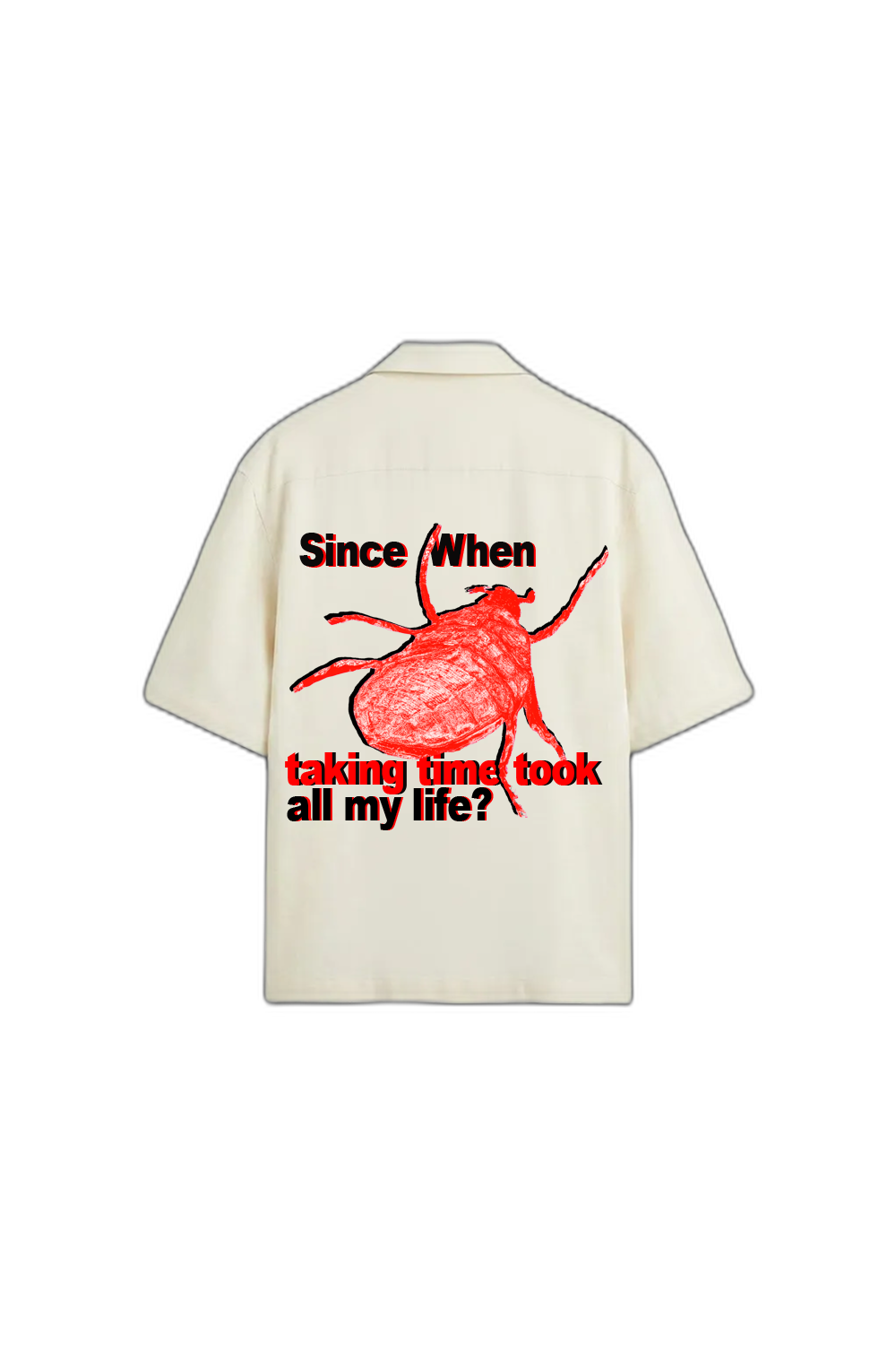 Smiling Cat- Since When Taking Time Took All My Life Bowling Shirt (Cream)