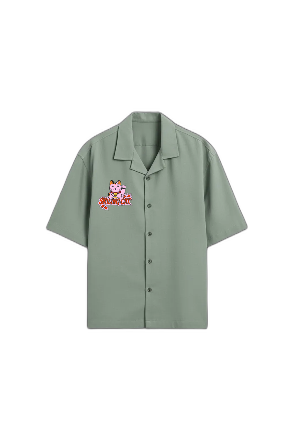 Smiling Cat-We Need to Talk Bowling Shirt (Sage Green)