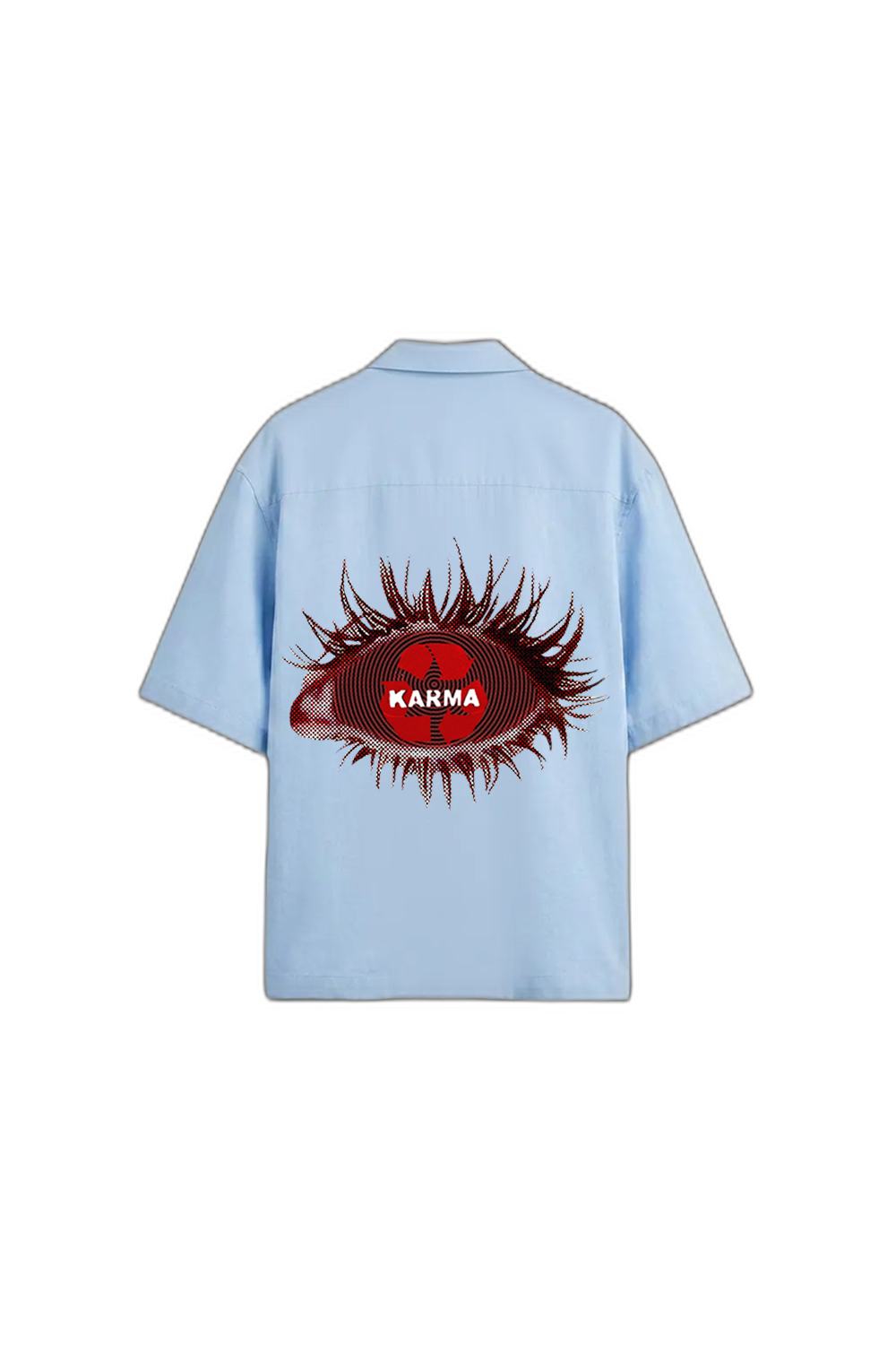 Smiling Cat- Karma Bowling Shirt (Light Blue)