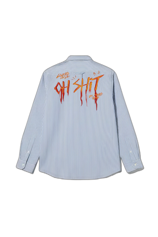 Smiling Cat- Oh Shit Striped Shirt