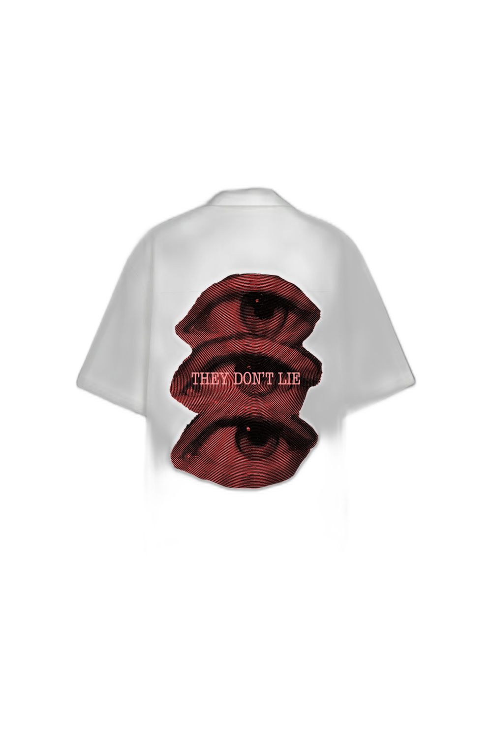 Smiling Cat- Eyes Don_t Lie Bowling Shirt(White)