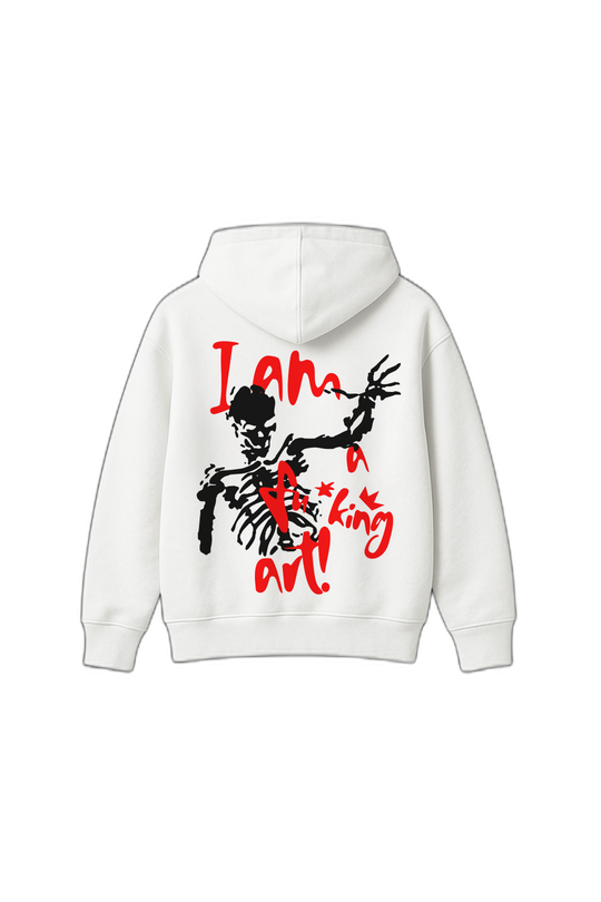 I Am a Fucking Art White Oversized Hoodie