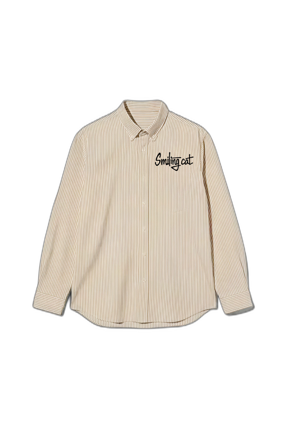 Smiling Cat- Only Fools Are Satisfied Striped Shirt