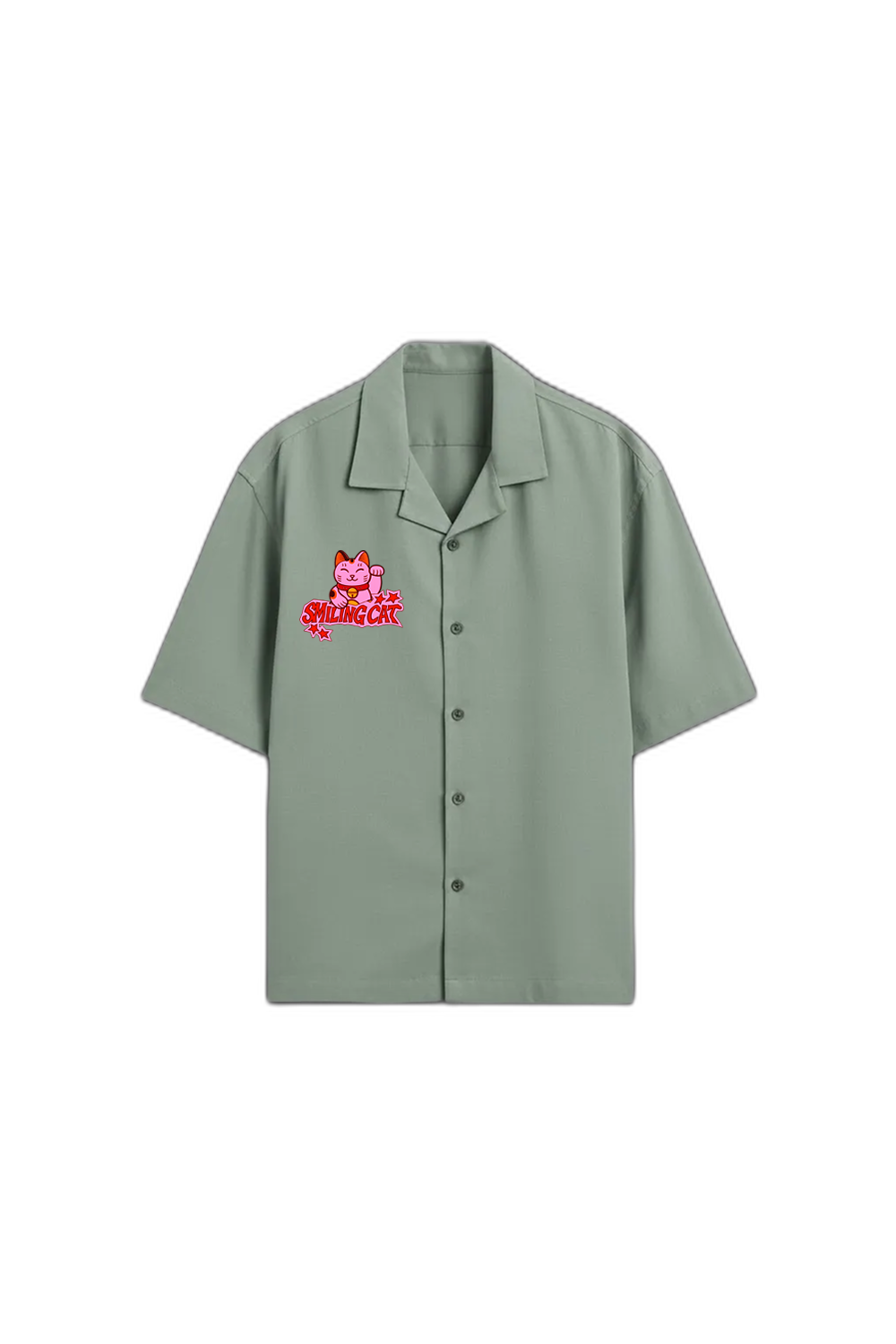 Smiling Cat- Since When Taking Time Took All My Life Bowling Shirt (Sage Green)