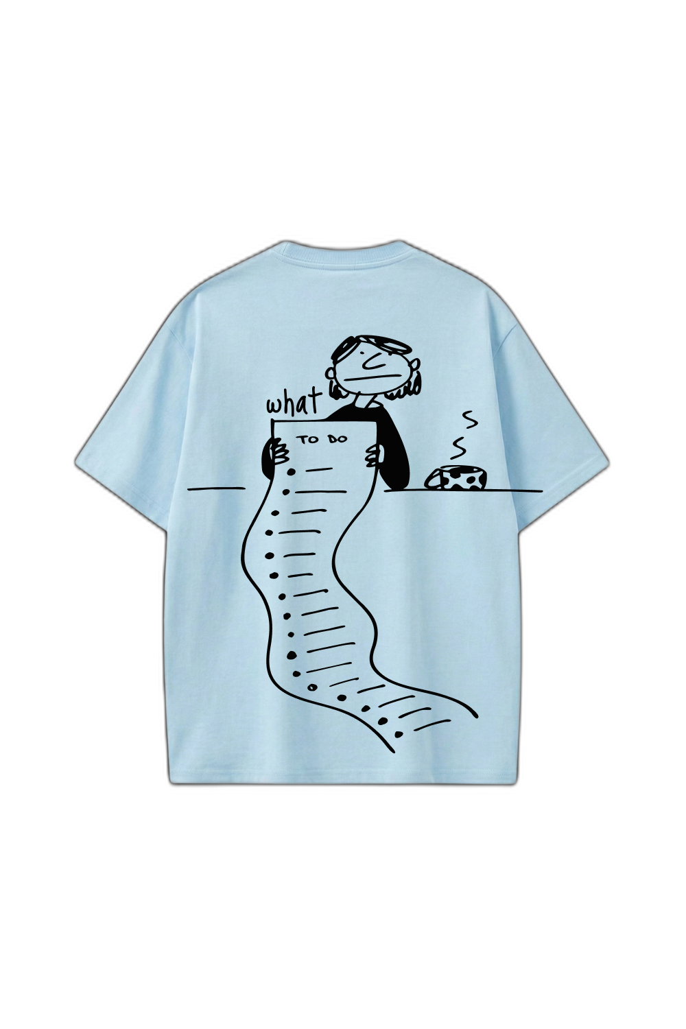 Smiling Cat- What to Do_ (Light Blue)Tshirt