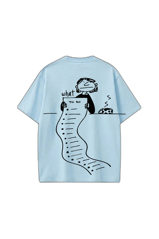 Smiling Cat- What to Do_ (Light Blue)Tshirt