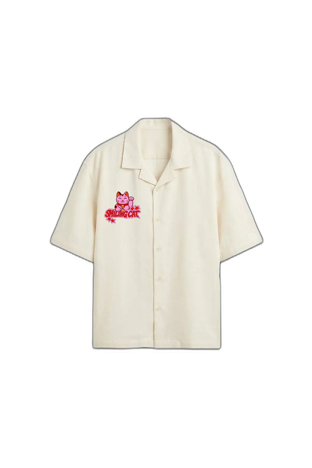 Smiling Cat- Eyes Don_t Lie Bowling Shirt(White)