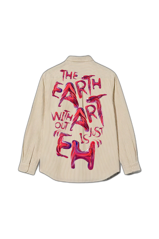 Smiling Cat- Earth Without Art Striped Shirt