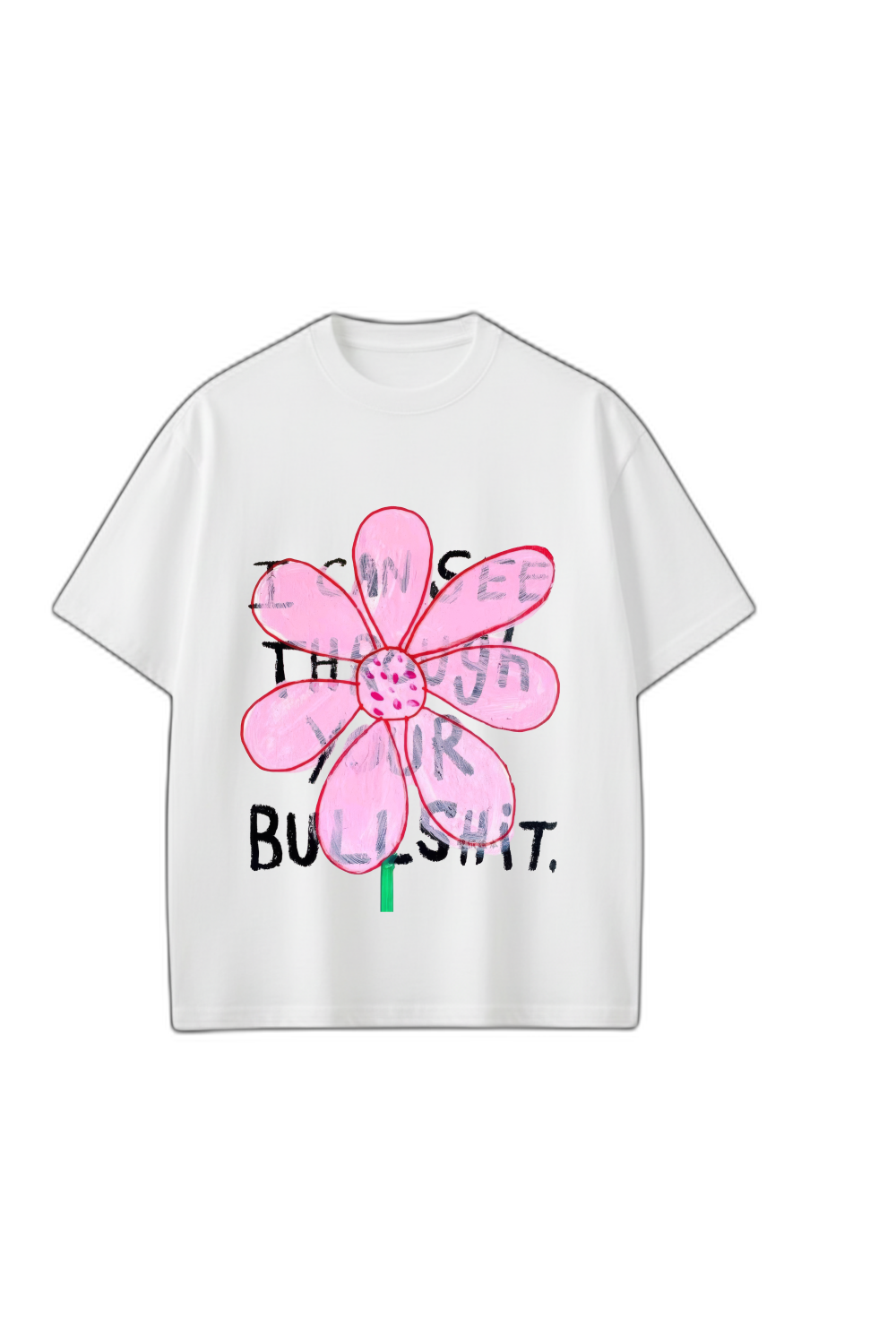 Smiling Cat- I Can See Through Your Bullshit Tshirt(White)
