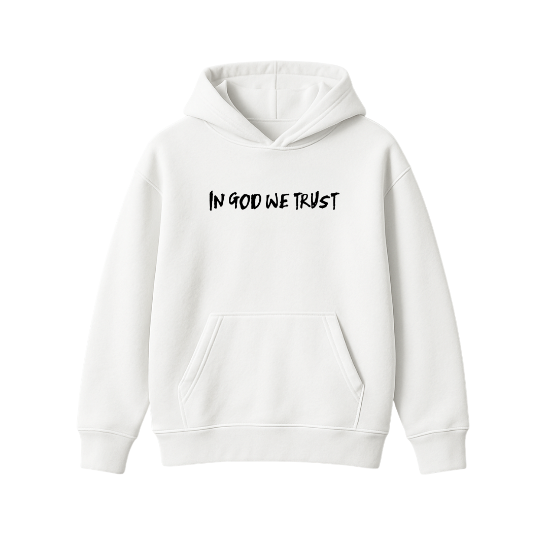 In God We Trust White Oversized Hoodie