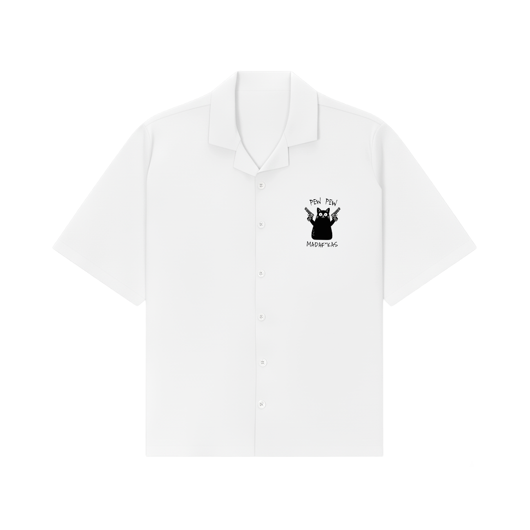 Pew Pew White Bowling Shirt