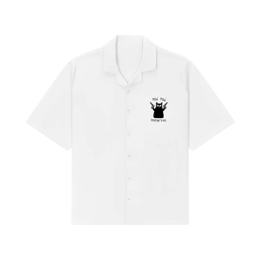 Pew Pew White Bowling Shirt