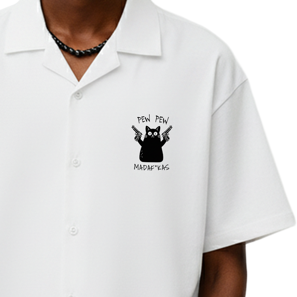 Pew Pew White Bowling Shirt