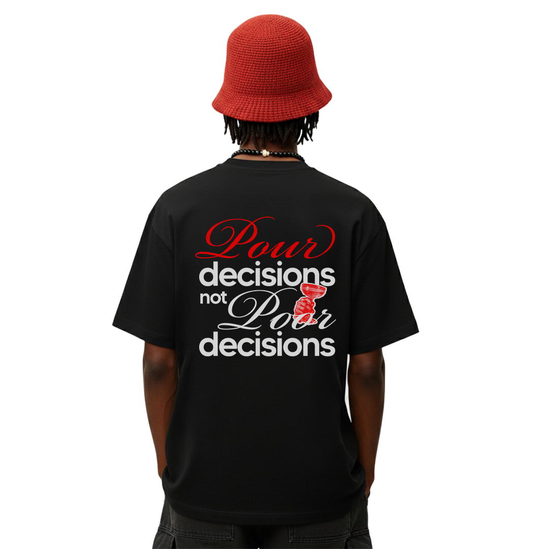 Pour Decisions Black Oversized T-Shirt