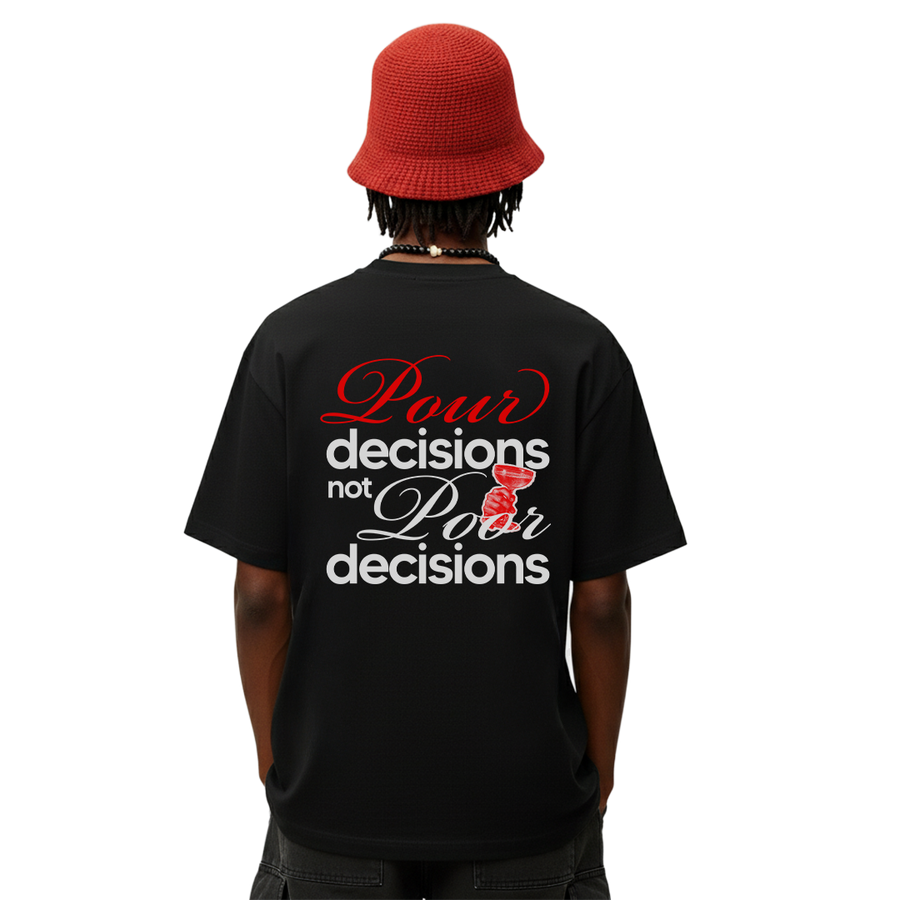 Pour Decisions Black Oversized T-Shirt
