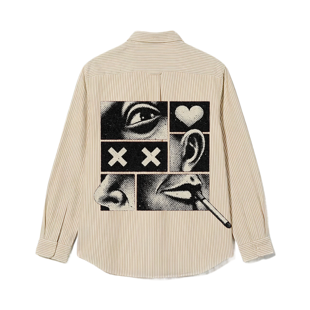 Smiling Cat- 5 Senses Striped Shirt