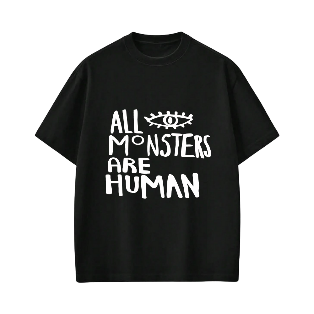 Smiling Cat- All Monsters Are Human Tshirt(Black)