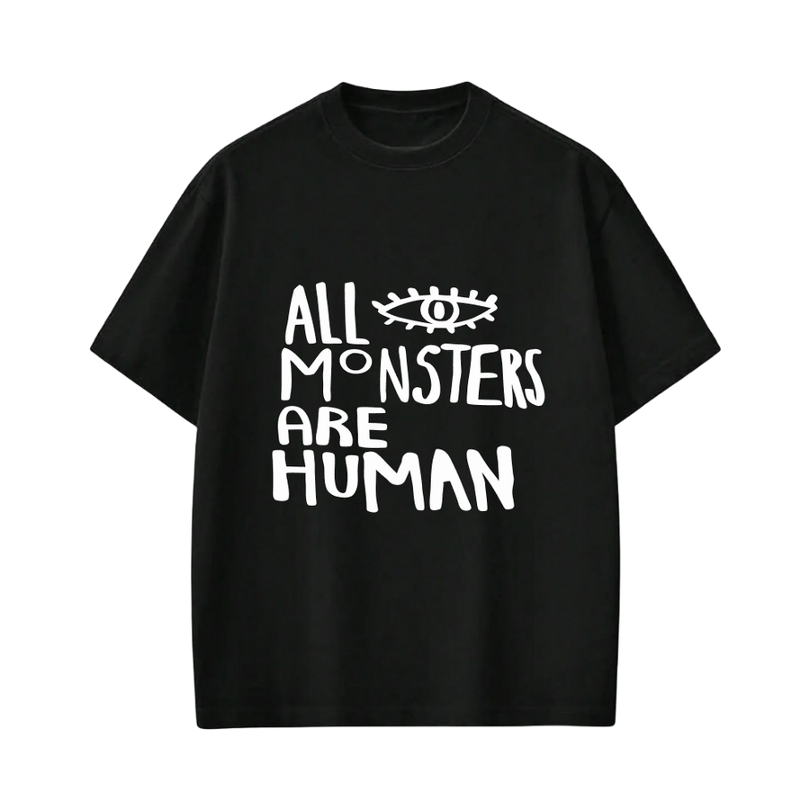 Smiling Cat- All Monsters Are Human Tshirt(Black)