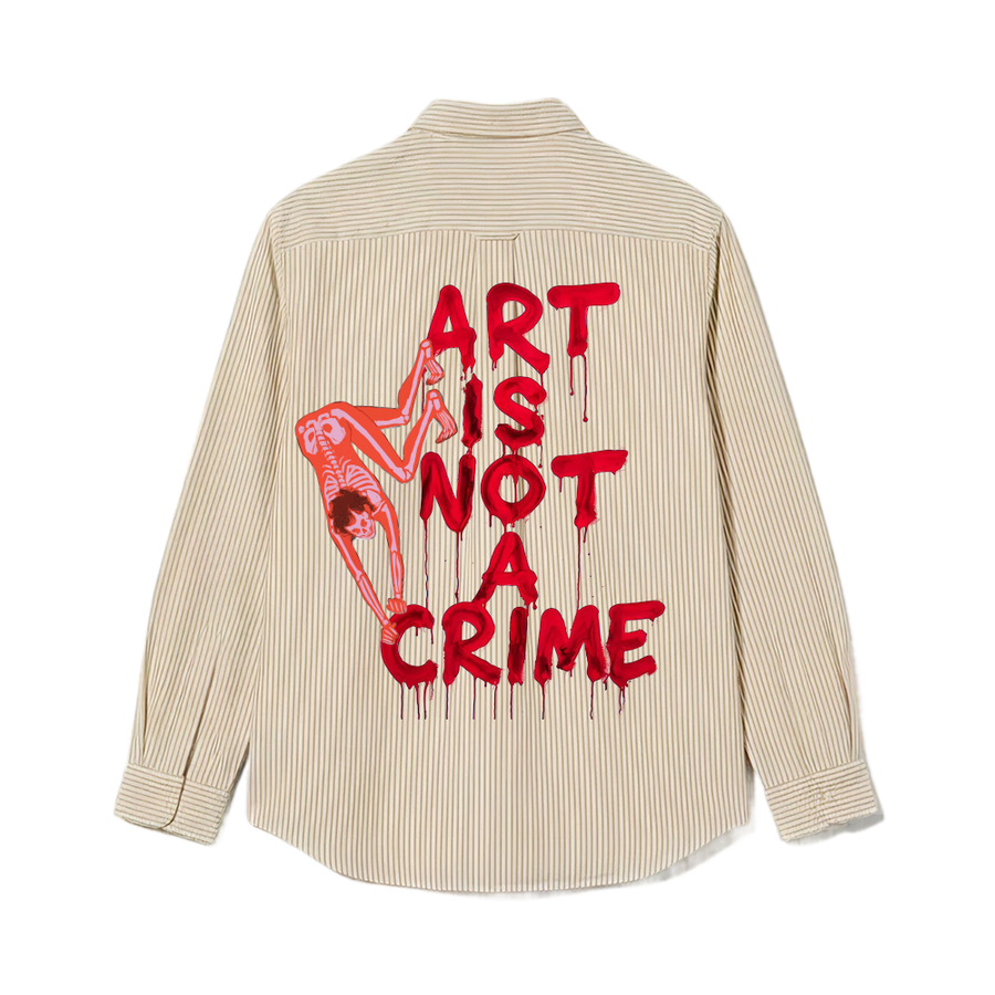 Smiling Cat- Art Is Not Crime Striped Shirt