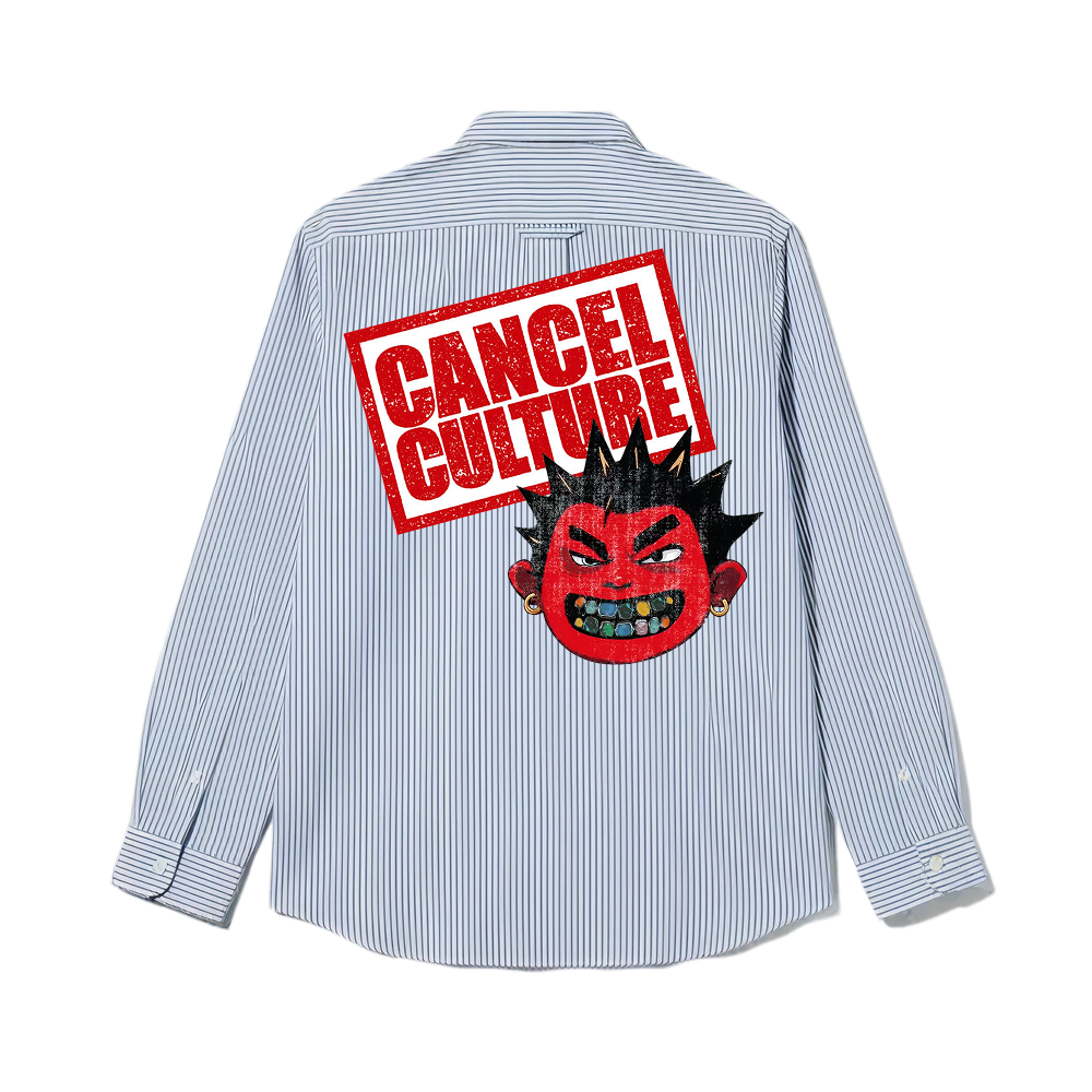 Smiling Cat- Cancel Culture Striped Shirt