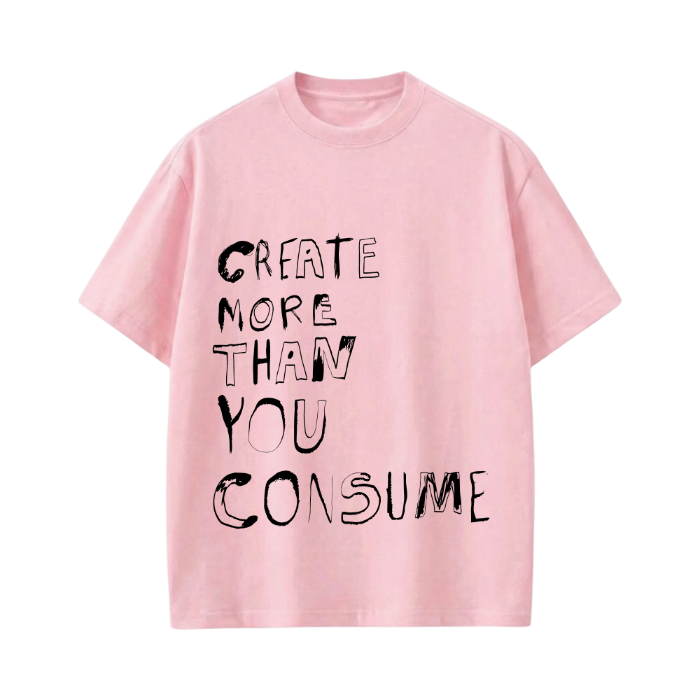Smiling Cat-Create More Than U Consume Tshirt(Pink)