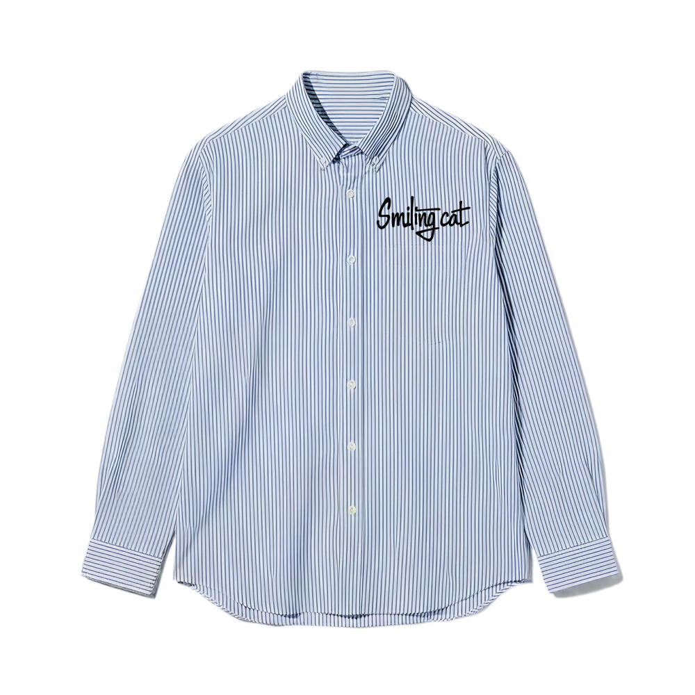 Smiling Cat- Experience Builds Confidence Striped Shirt