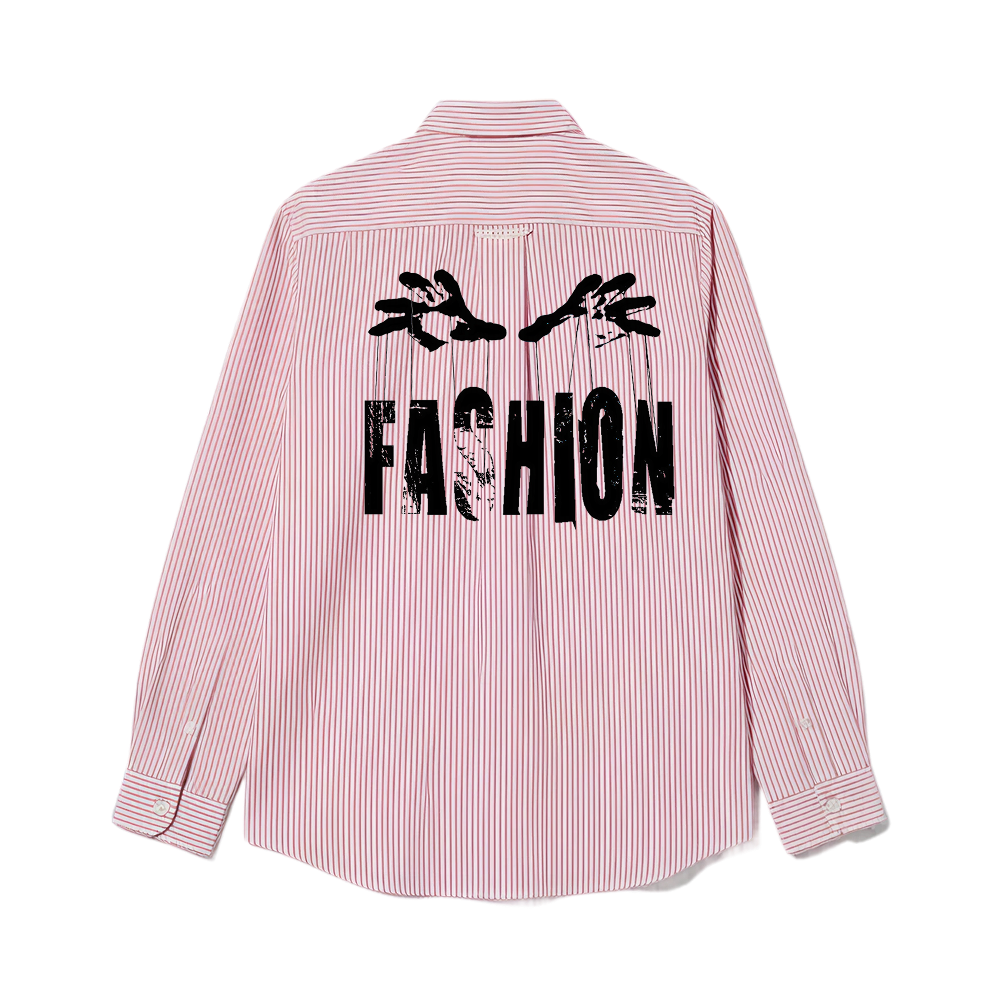 Smiling Cat- Fashion Striped Shirt(Pink)