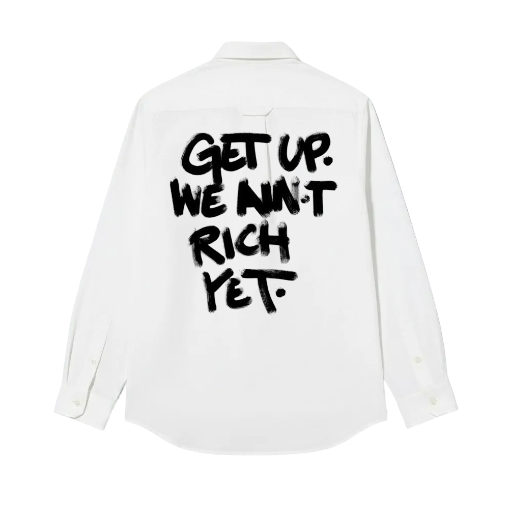 Smiling Cat-Get Up We Ain_t Rich Yet Shirt