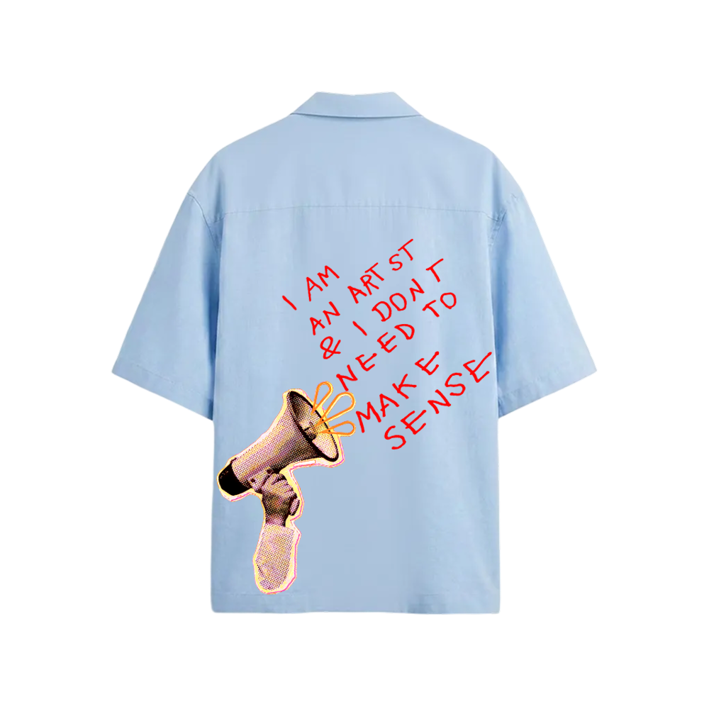 Smiling Cat - I Am An Artist I Dont Need To Make Sense Bowling Shirt (Light Blue)