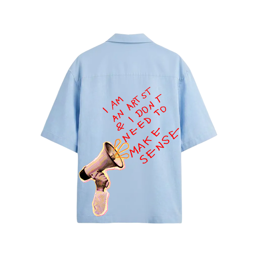 Smiling Cat - I Am An Artist I Dont Need To Make Sense Bowling Shirt (Light Blue)