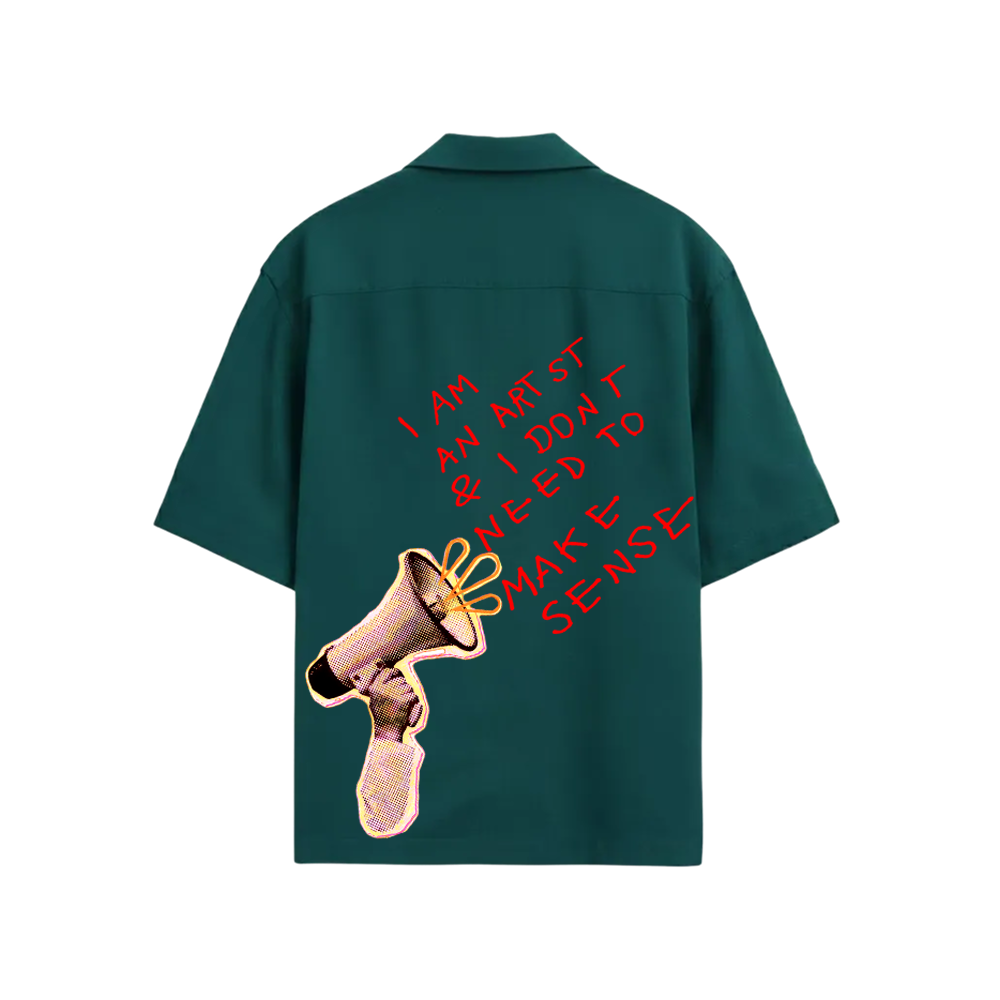 Smiling Cat- I Am An Artist I Dont Need To Make Sense Bowling Shirt (Teal)