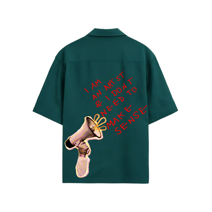 Smiling Cat- I Am An Artist I Dont Need To Make Sense Bowling Shirt (Teal)