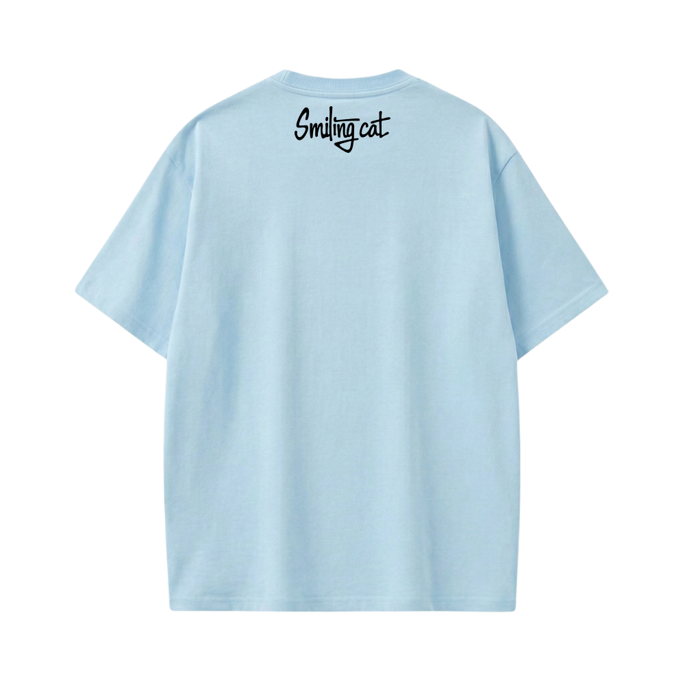 Smiling Cat- I Can See Through Your Bullshit Tshirt(Light Blue)