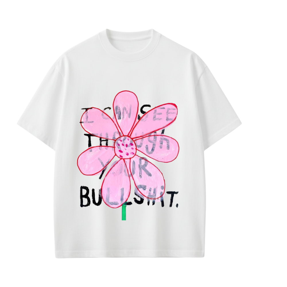 Smiling Cat- I Can See Through Your Bullshit Tshirt(White)