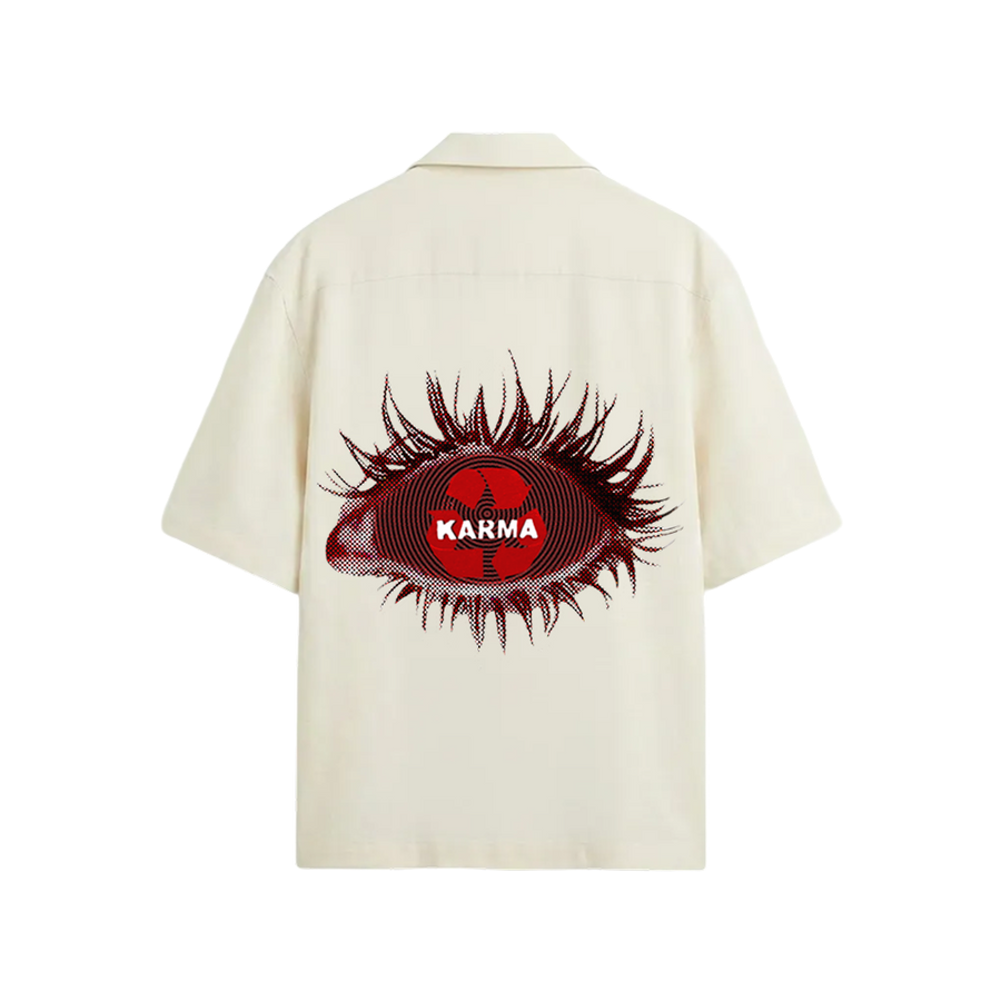 Smiling Cat- Eyes Don_t Lie Bowling Shirt(White)