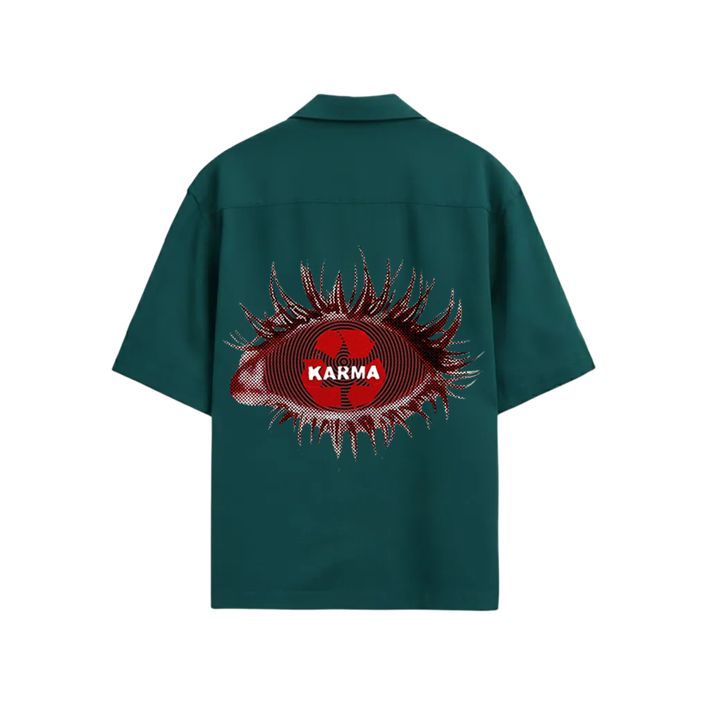 Smiling Cat- Karma Bowling shirt (Teel)
